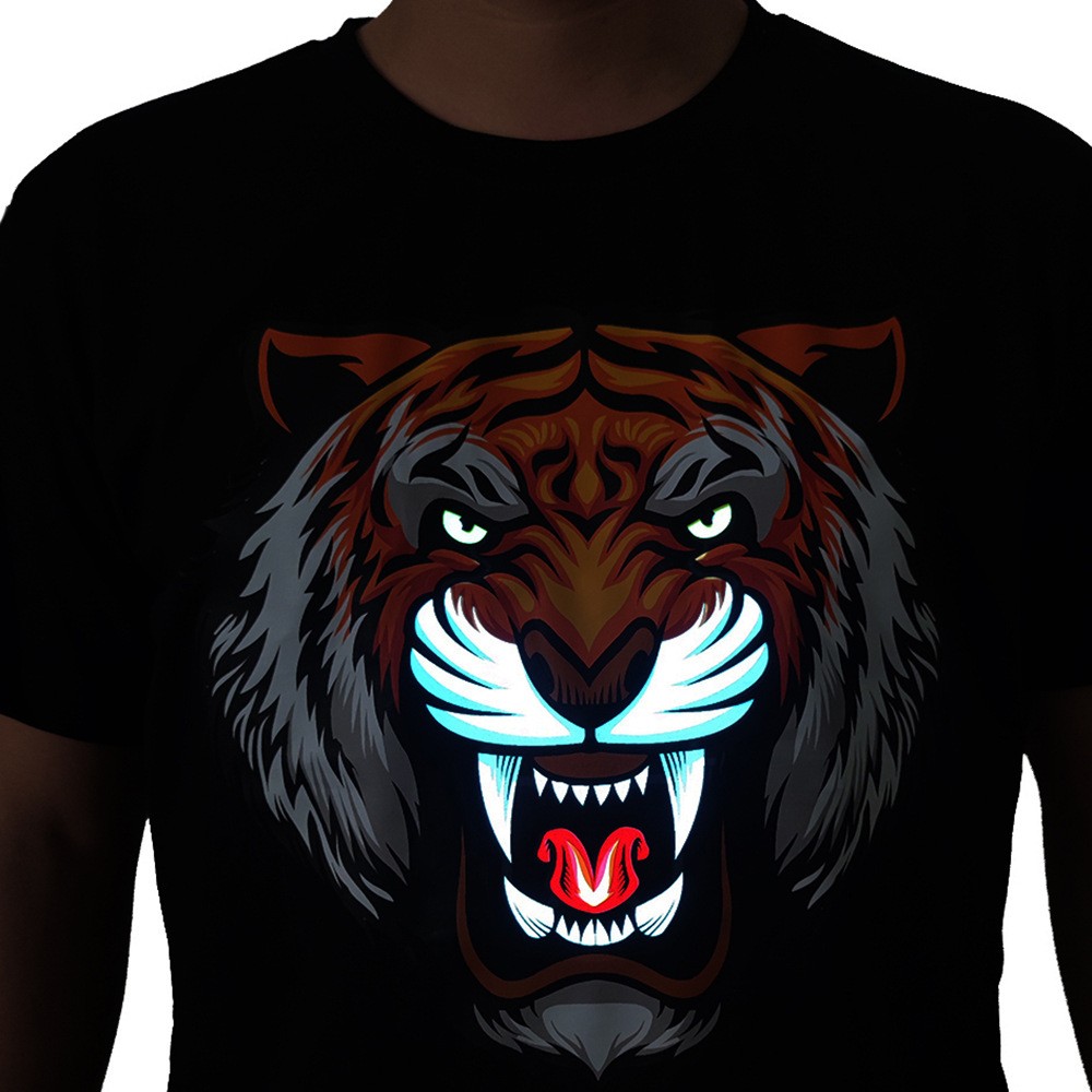 футболка тигр світлодіодне миготливе освітлення футболка