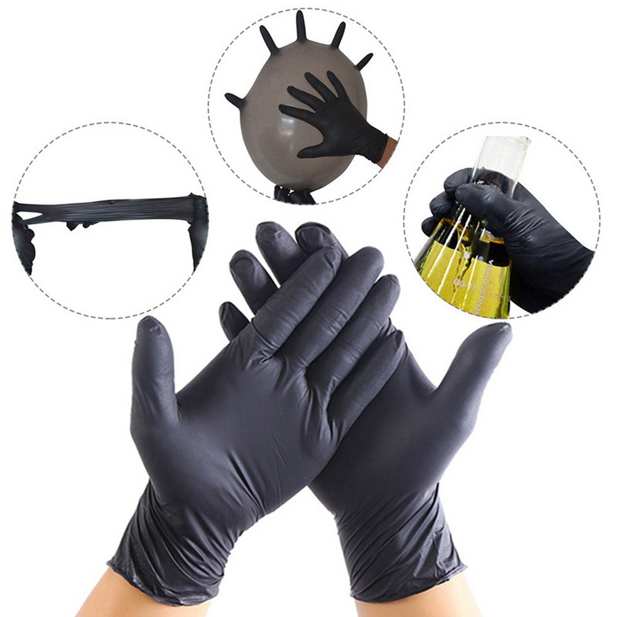 гумові рукавички нітрилові захисні чорні