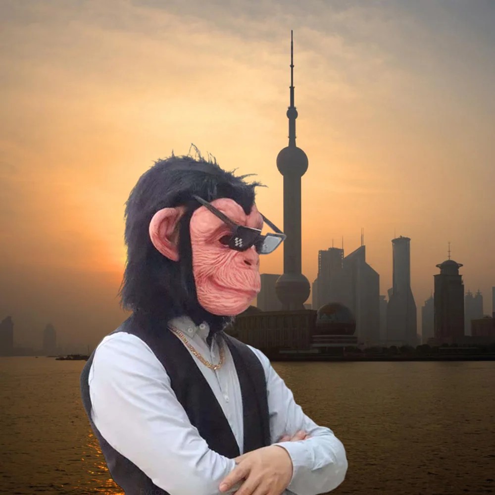 Силіконова латексна маска для обличчя мавпи шимпанзе
