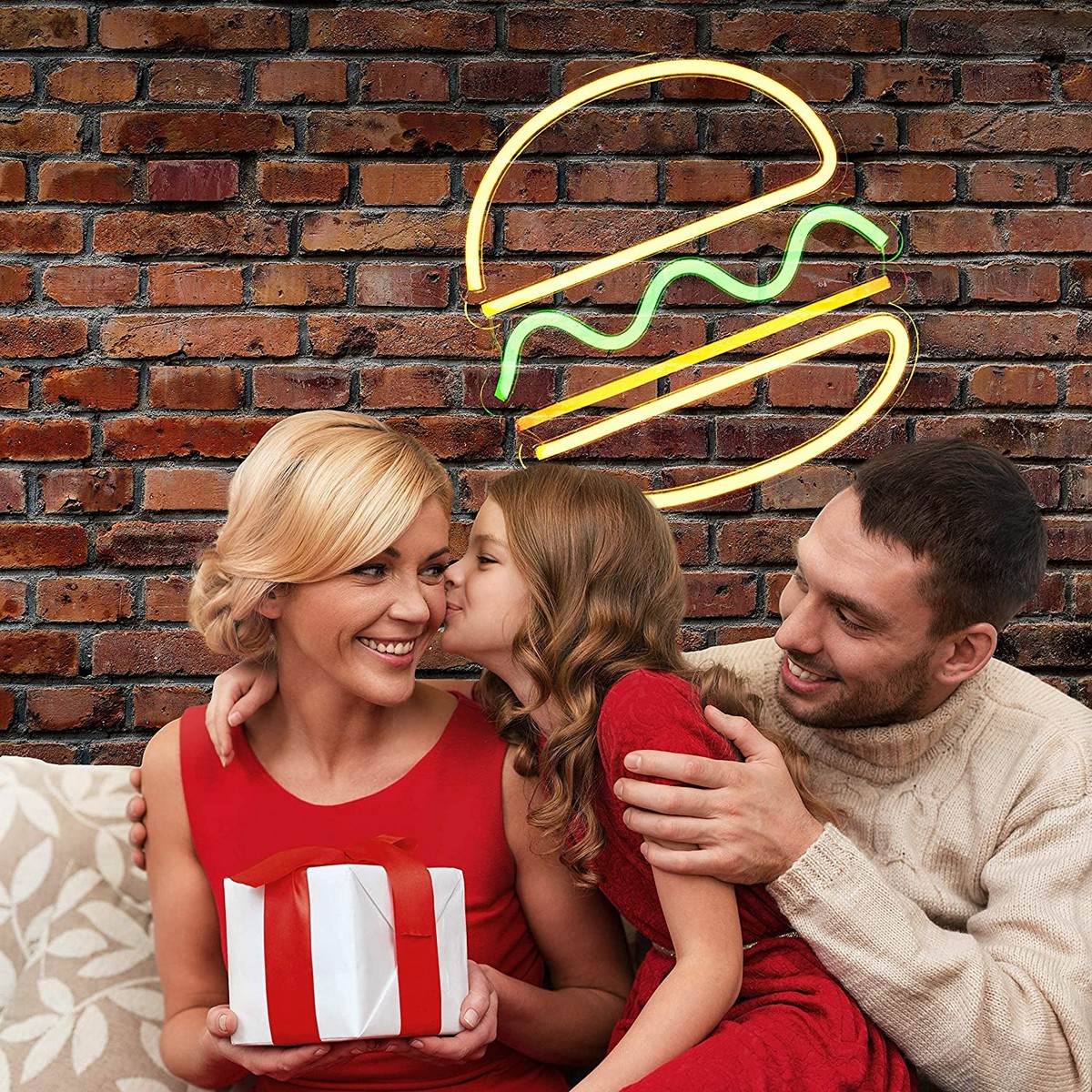 гамбургер світлодіодний неоновий логотип