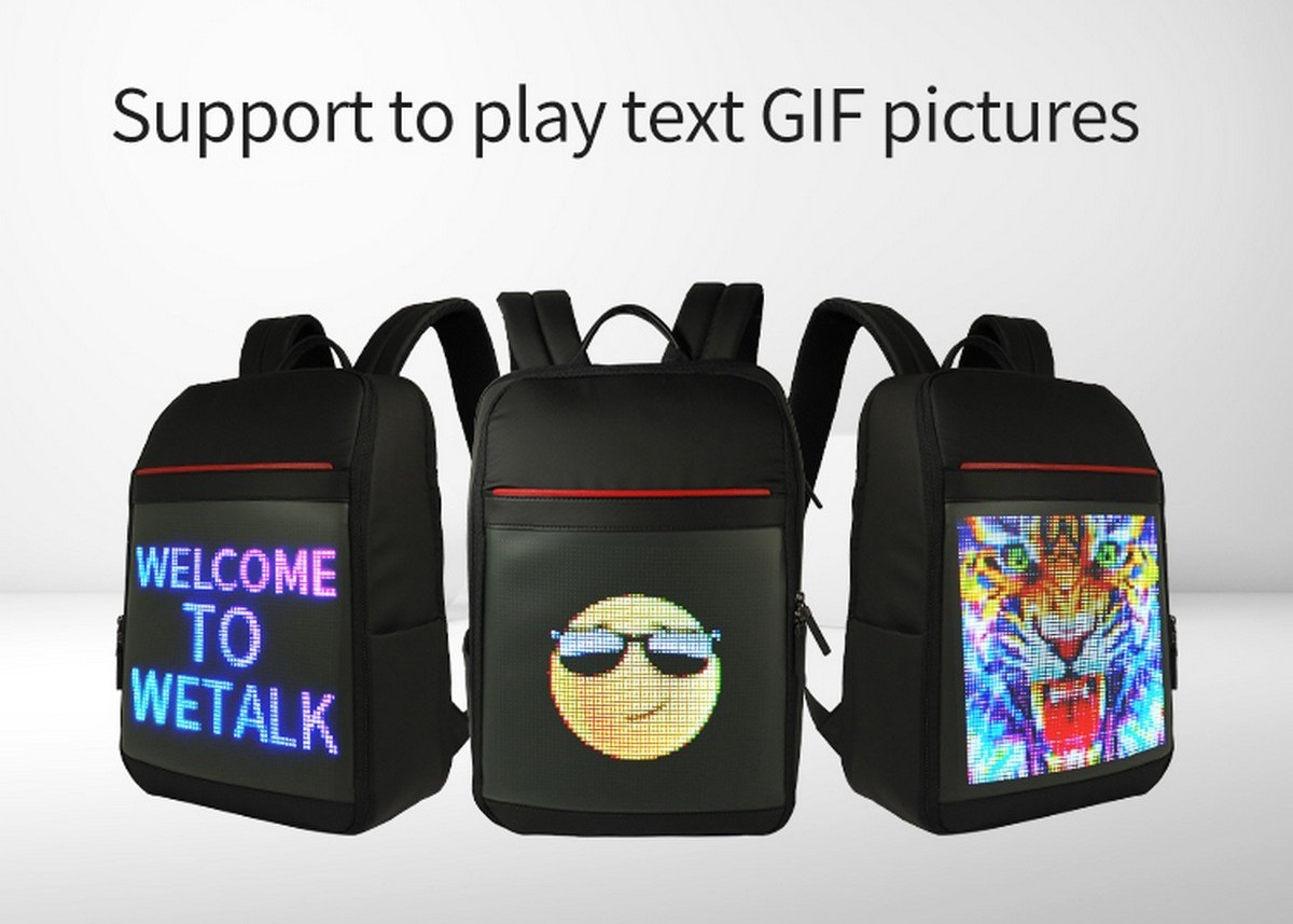 розумний рюкзак зі світлодіодним дисплеєм та відтворенням GIF