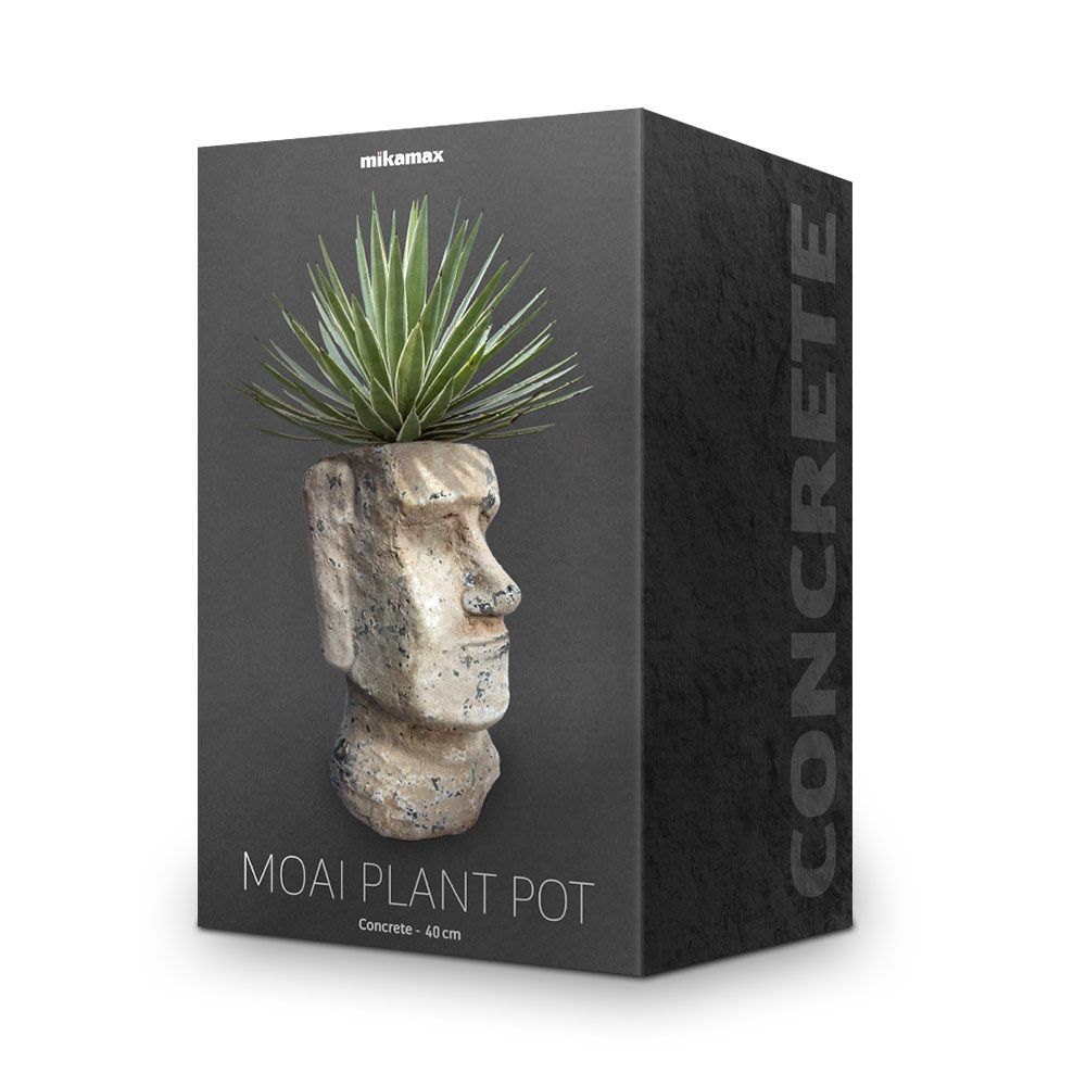 Квітковий горщик у формі голови моаї з кам'яного бетону