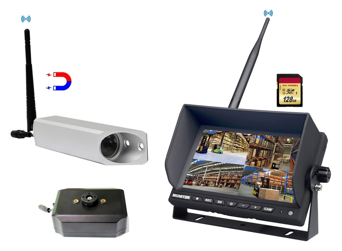 Камери для ричтраків wifi зі світлодіодним підсвічуванням і живленням від акумулятора + монітор 7".