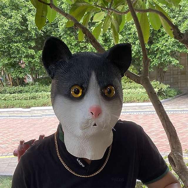 маска для обличчя - силіконова латекстна маска з головою чорного кота