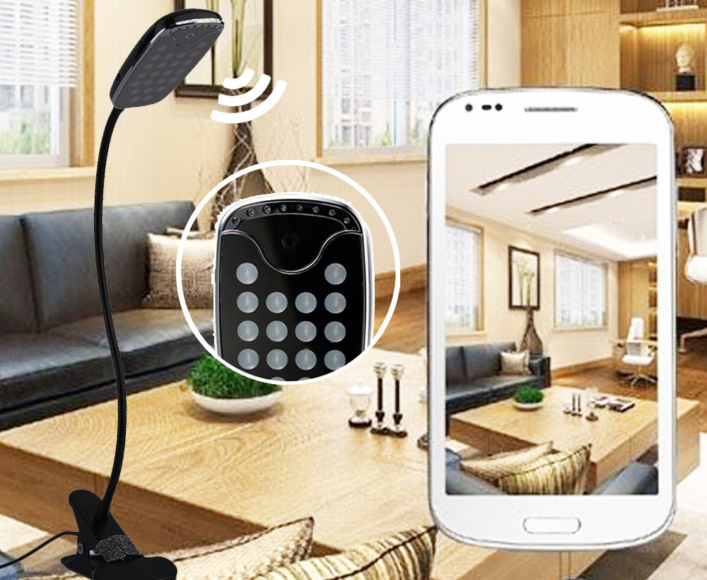 Світлодіодна настільна лампа з прихованою камерою, WiFi