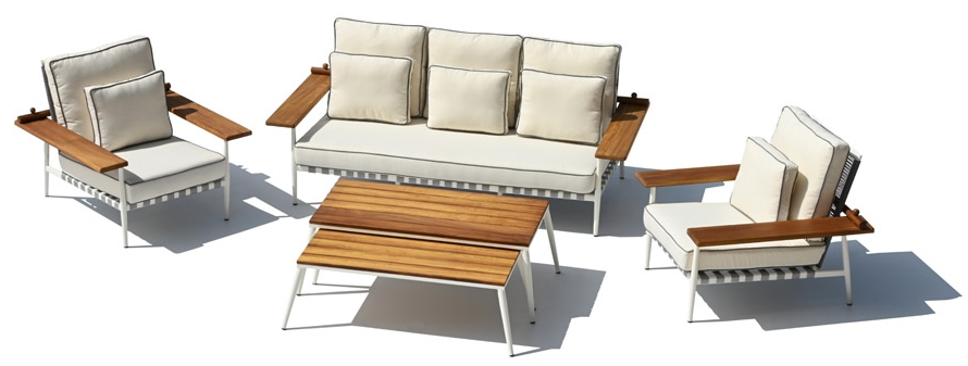 Садові сидіння на відкритому повітрі ексклюзивного дизайну з дерев’яного алюмінію з великим столом