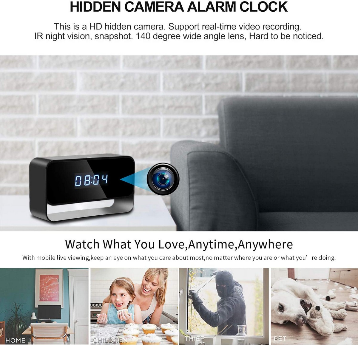 wifi камера в квартиру захована в будильник