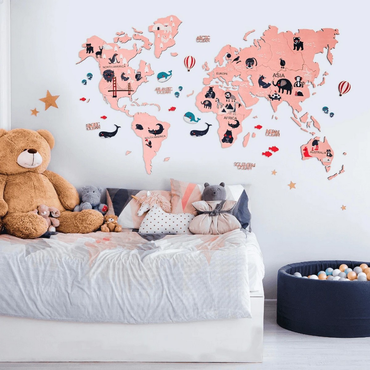 карта світу для дітей - рожевий