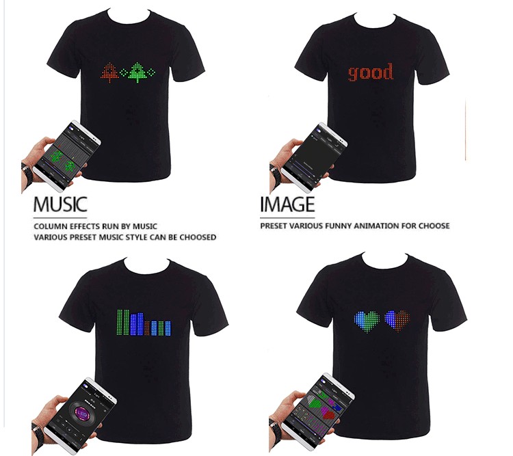 Програмована світлодіодна футболка з кольоровим світлодіодним дисплеєм
