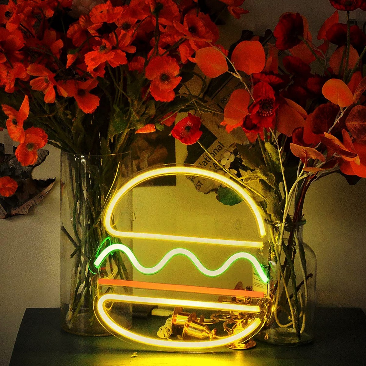 світло логотип неоновий ресторан світлодіодна дошка - бургер гамбургер