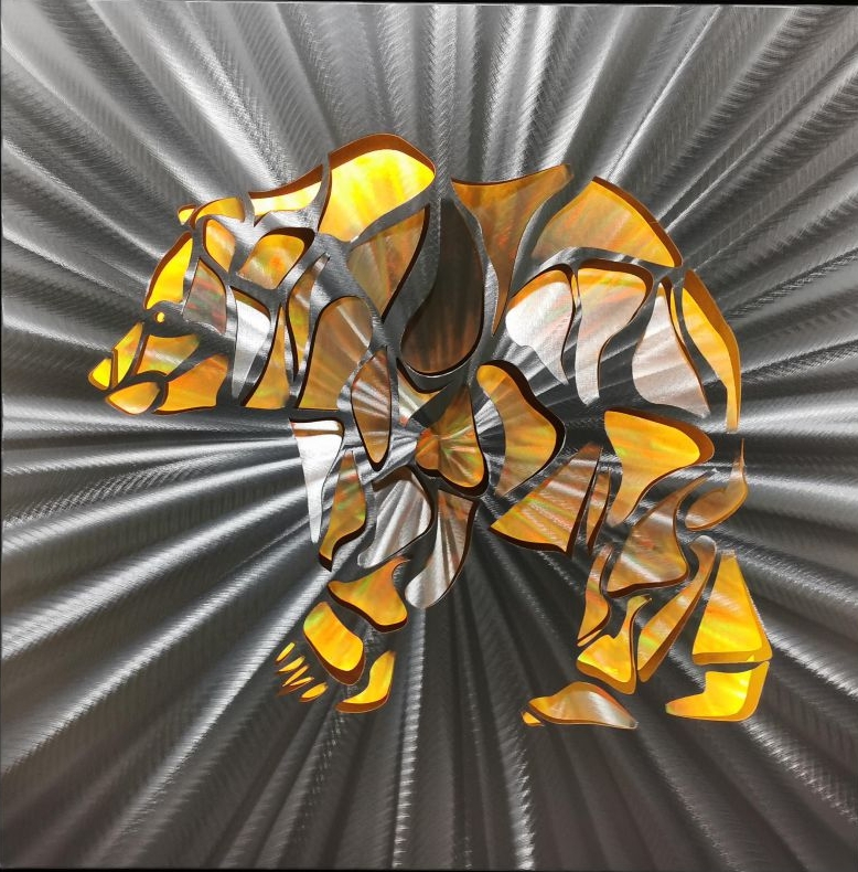 ведмідь 3d настінні картини металевий алюміній